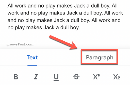 Formato de texto por párrafo en Google Docs