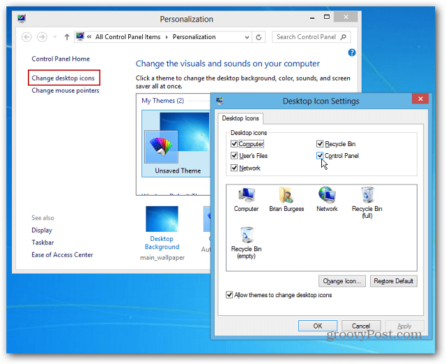 Cómo anclar el icono del panel de control a la barra de tareas de Windows 8