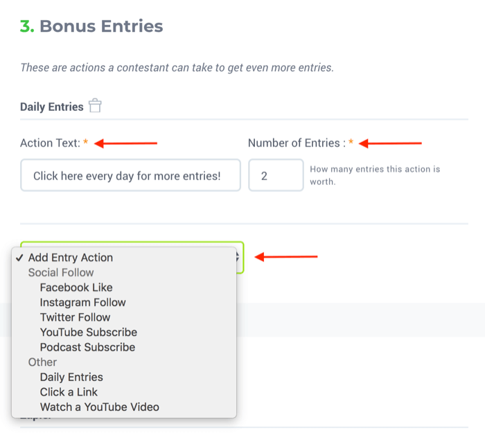 pasos para configurar el sorteo con KingSumo