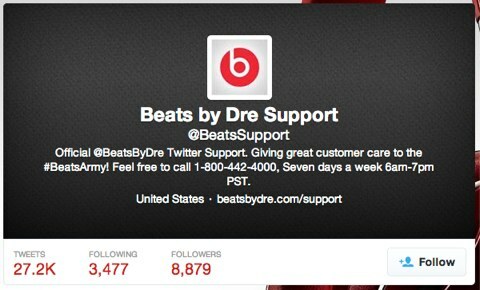 beats by dre soporte de twitter