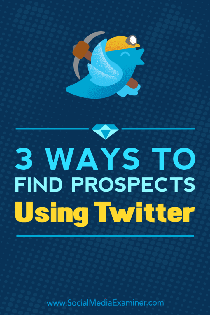 Tres formas de encontrar prospectos usando Twitter por Andrew Pickering en Social Media Examiner.