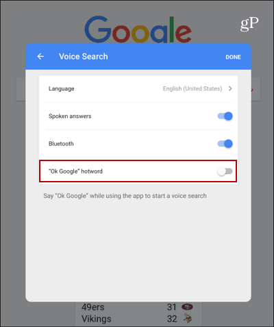 Configuración de búsqueda por voz de iOS