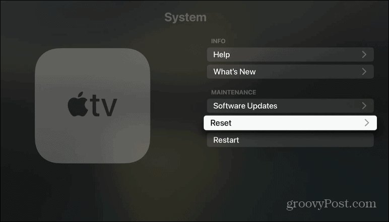 restablecer Apple TV