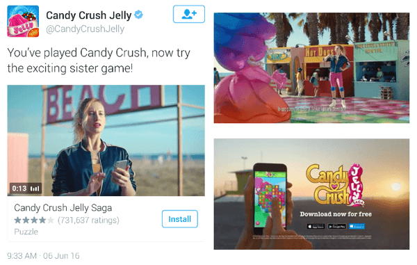 anuncio de video de twitter de candy crush