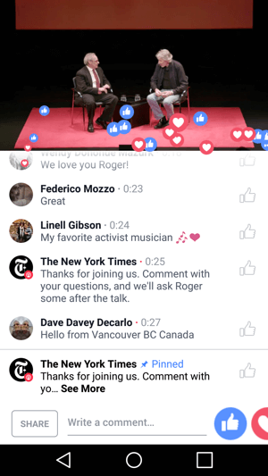 The New York Times brinda a los espectadores la experiencia de asistir a un evento a través de una transmisión en vivo de Facebook.