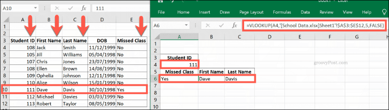 Una fórmula VLOOKUP que hace referencia a varios libros de Excel