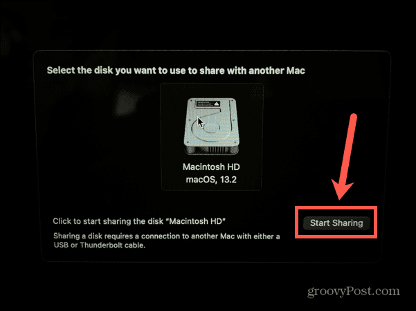 mac empieza a compartir disco