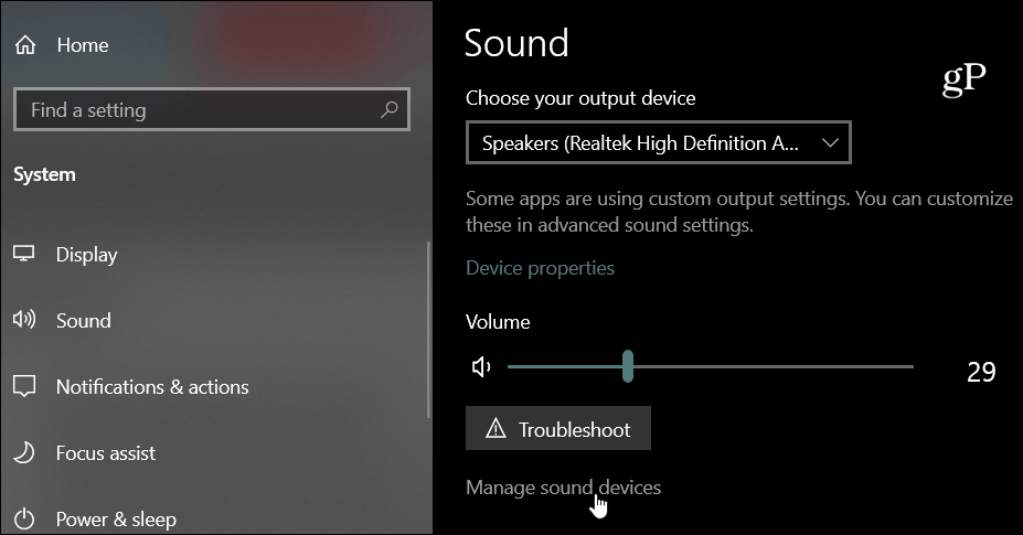 Dispositivos de sonido Windows 10