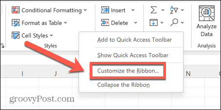 excel personalizar la cinta