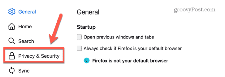 configuración de privacidad de firefox