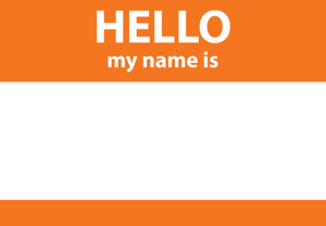 Un proceso de 7 pasos para hacer videos de marketing que funcionen, una placa de identificación con foto de archivo que dice "Hola, mi nombre es ..."