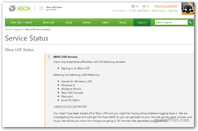 Estado del servicio Xbox Live