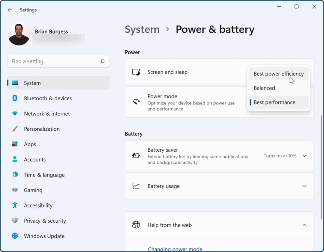 El modo de energía de Windows 11 mejora la duración de la batería en Windows 11