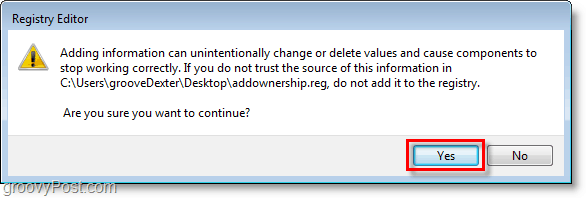 Captura de pantalla de Windows 7: continúe sí, es seguro