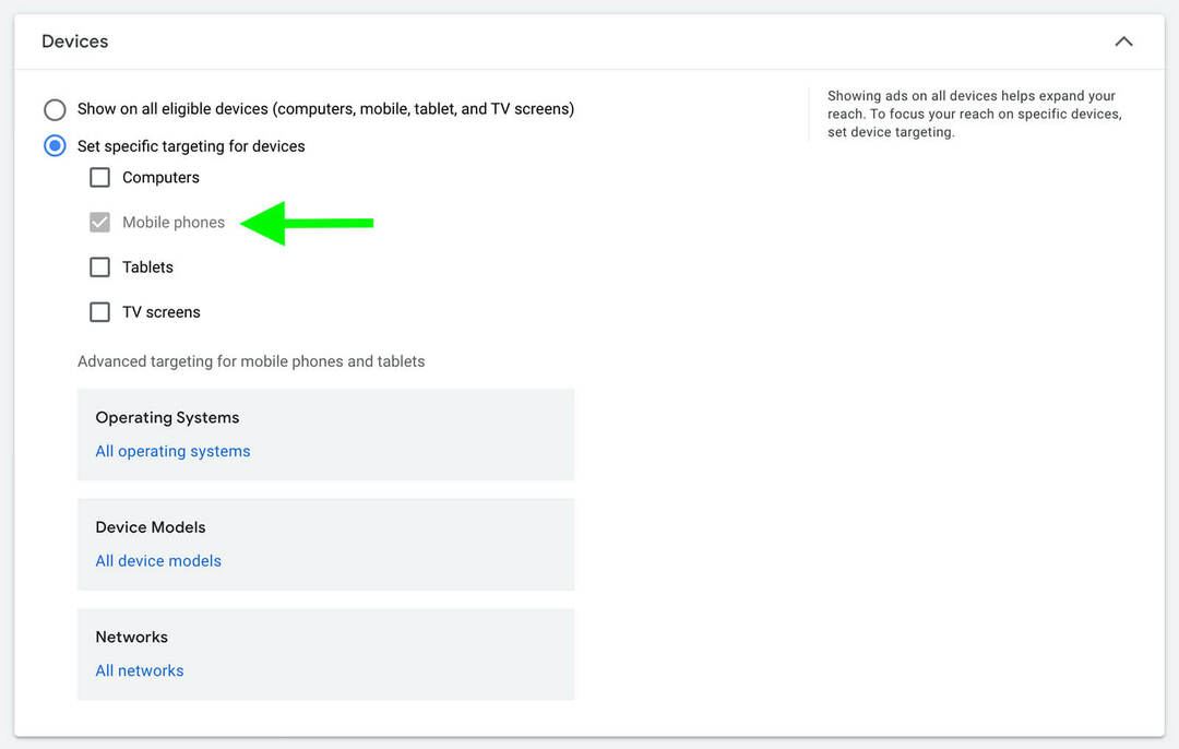 cómo-configurar-la-orientación-por-dispositivo-usando-youtube-shorts-ads-open-devices-panel-set-specific-targeting-para-dispositivos-teléfonos-móviles-seleccionar-sistemas-operativos-modelos-red-ejemplo- 4