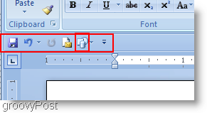 Se agregaron formas de Microsoft Word 2007 al menú de acceso rápido y se movieron debajo de la cinta