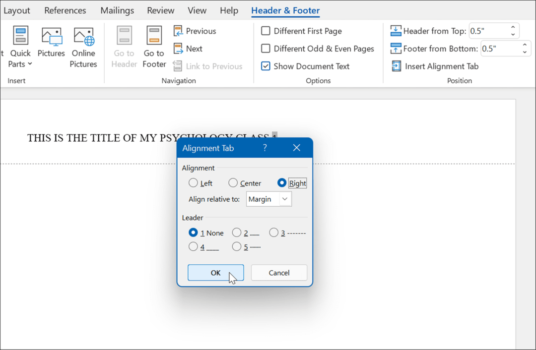 pestaña de alineación derecha formato estilo apa en microsoft word