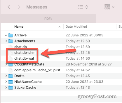 archivos de chat de mensajes mac