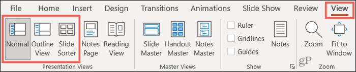 Vista Normal, Esquema y Clasificador de diapositivas de PowerPoint