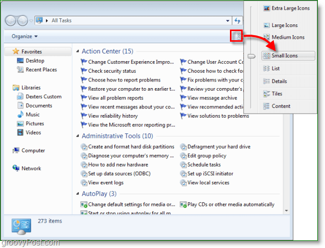 Cómo consolidar todos los elementos del panel de control de Windows 7 en una ventana