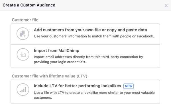 Cree una audiencia personalizada de Facebook desde su lista de correo electrónico.