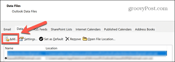 Outlook agregar archivo de datos