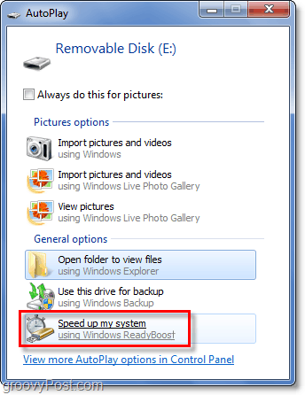 reproducir automáticamente una tarjeta SD en readyboost desde Windows 7