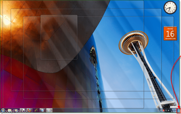 Aero Peek hace que todas las ventanas activas de Windows 7 sean transparentes