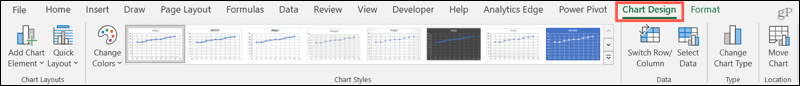 Pestaña Diseño de gráfico en Excel
