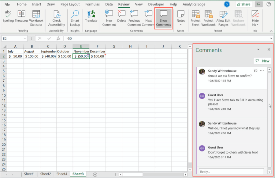 Mostrar todos los comentarios en Excel