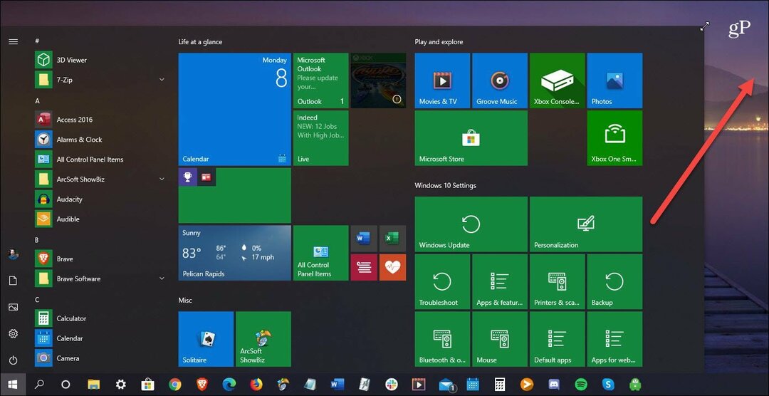 Cómo cambiar el tamaño del menú de inicio de Windows 10