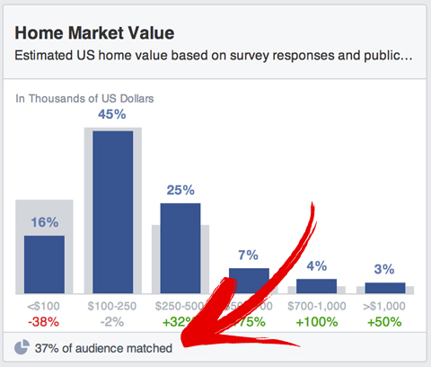 porcentaje de coincidencia de estadísticas de audiencia de Facebook