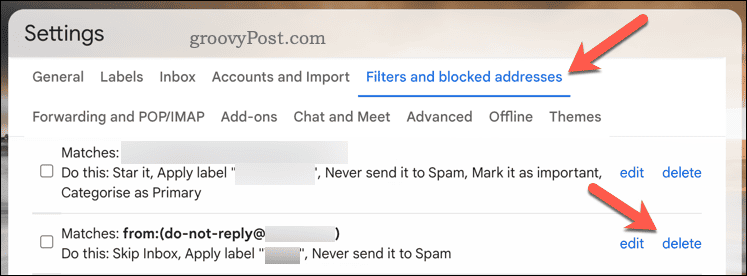 Eliminar botón de filtro en Gmail
