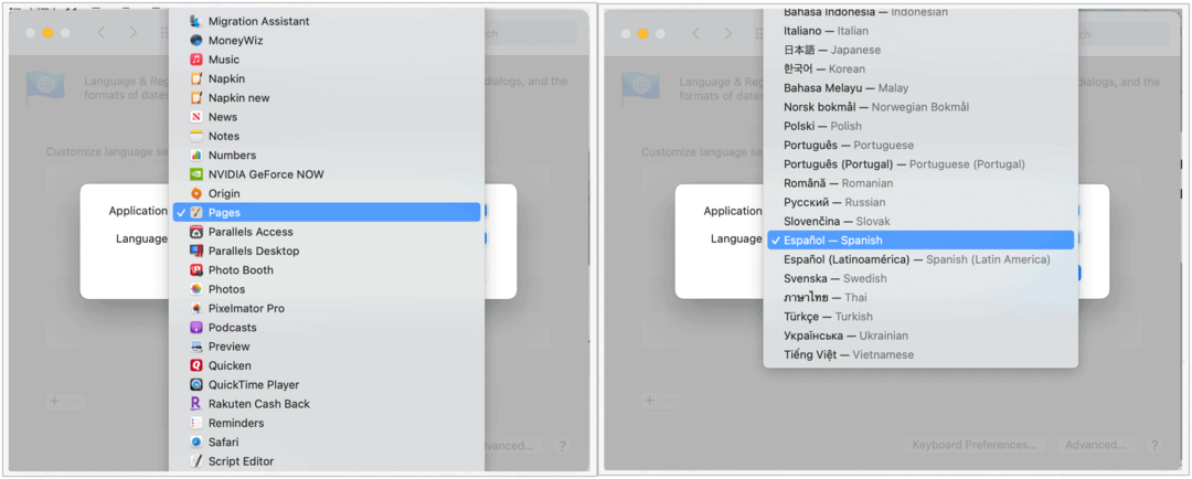 Cambiar el idioma predeterminado de Mac por aplicación