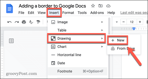 Insertar un nuevo dibujo de Google Docs