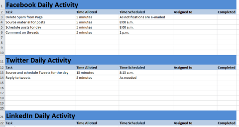 calendario de actividades