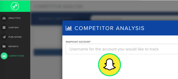 Agregue el nombre de usuario de Snapchat del competidor que desea rastrear en Snaplytics.