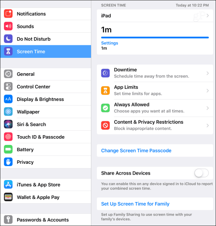 Configuración de tiempo de pantalla iOS 12
