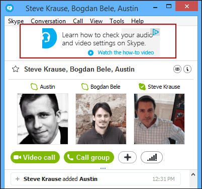 Anuncio de banner de Skype