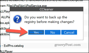 Hacer una copia de seguridad del registro de Windows usando CCleaner