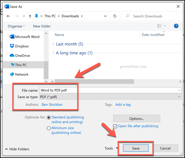 Guardar documento de Word como PDF