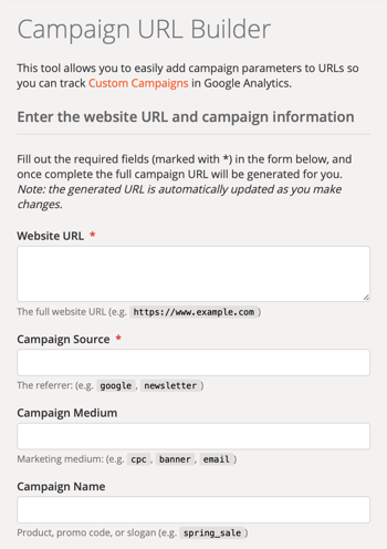 Configuración del Creador de URL de campañas de Google