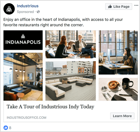 ejemplo de reconocimiento de marca de anuncio de Facebook