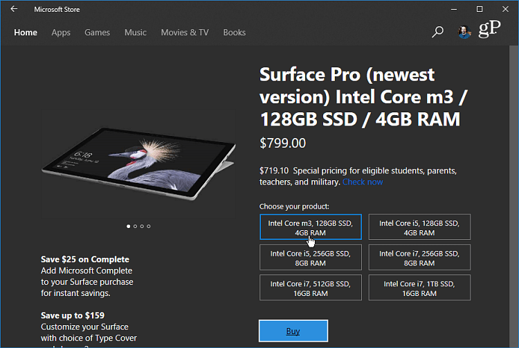 Aplicación de hardware de Microsoft Store para Surface