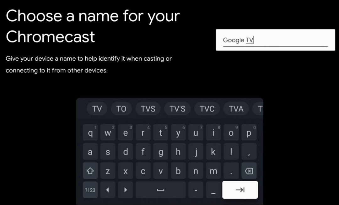 Escribe el nombre de Google TV