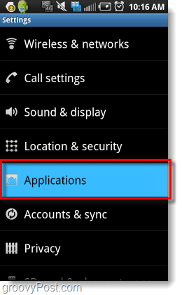 Configuración> Aplicaciones en Android