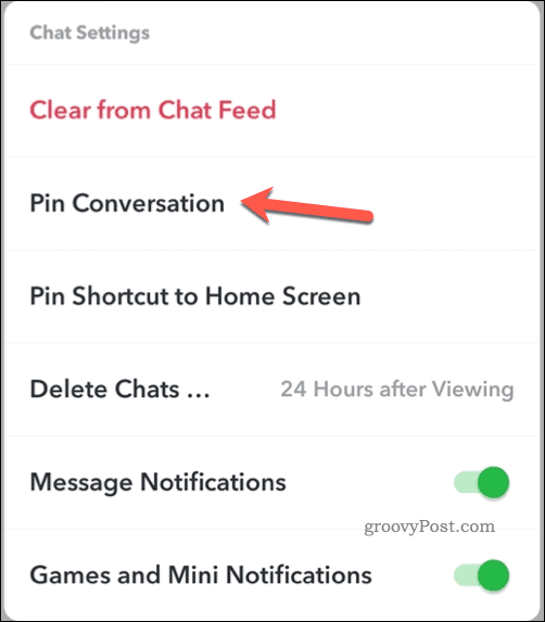 Anclar una conversación en Snapchat