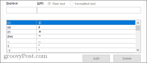 Reemplazos en Word en Windows