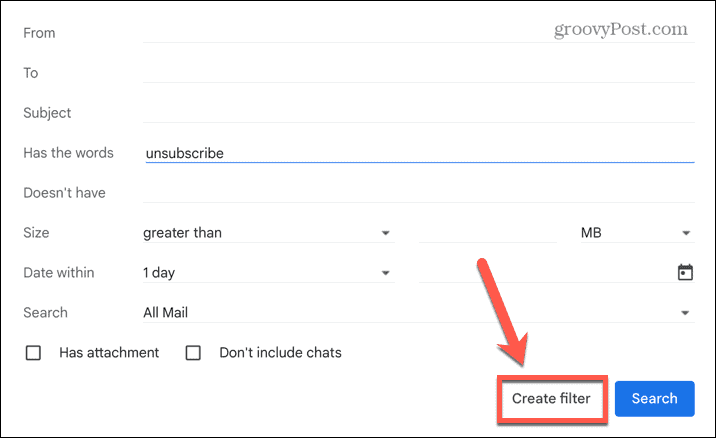 gmail crear filtro