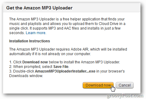 Instalar Amazon MP3 Uploader
